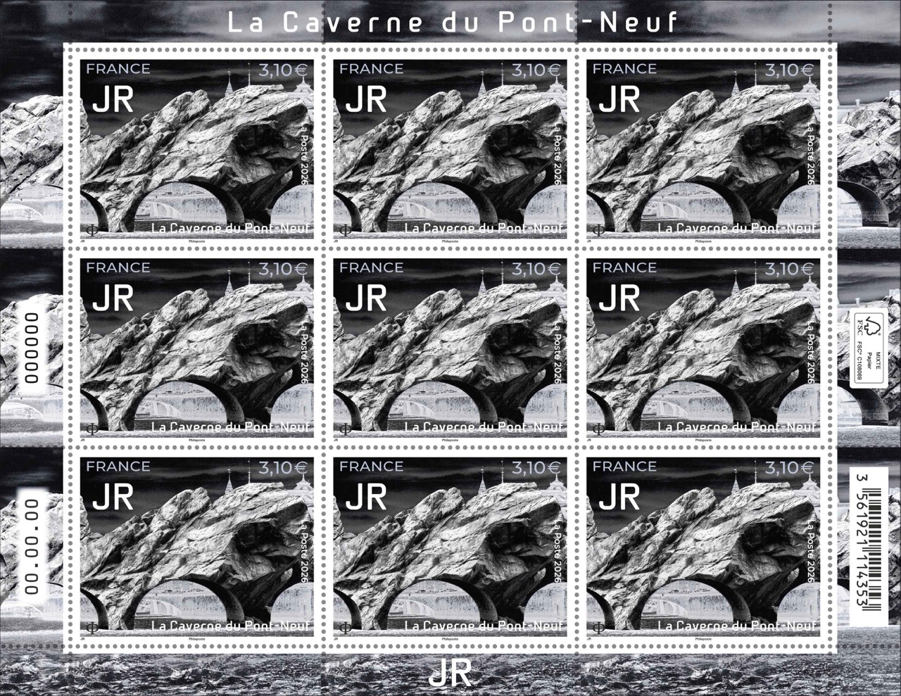 Timbres comm&eacute;moratifs de La Caverne du Pont Neuf